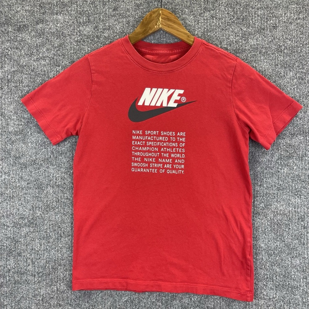 Nike T-Shirt Boy's Large Red Short Sleeves Tee Activewear Kids Sports